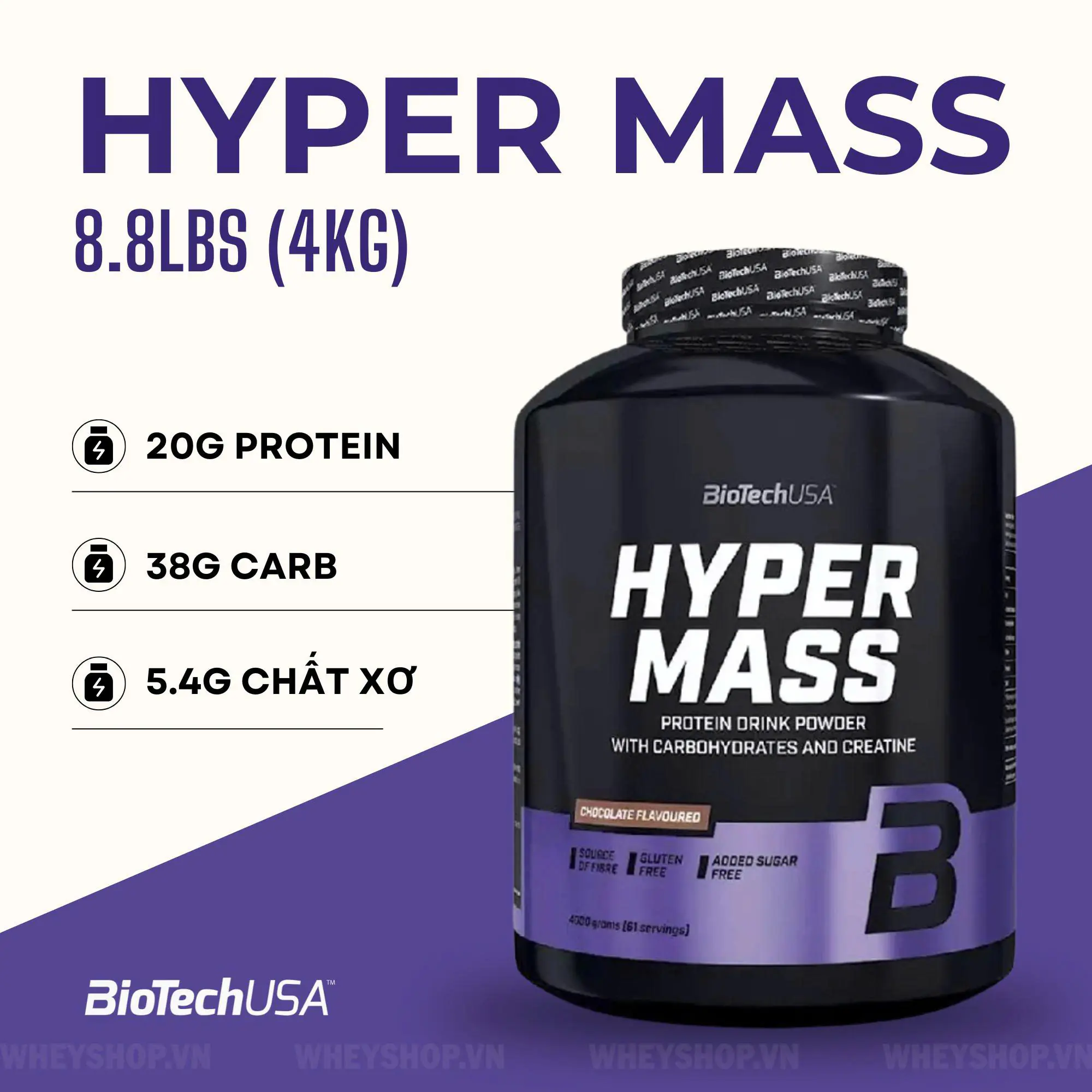 Biotech Hyper Mass 8.8Lbs (4kg) 4 Biotech Hyper Mass 8.8Lbs (4kg) - Hình ảnh 2