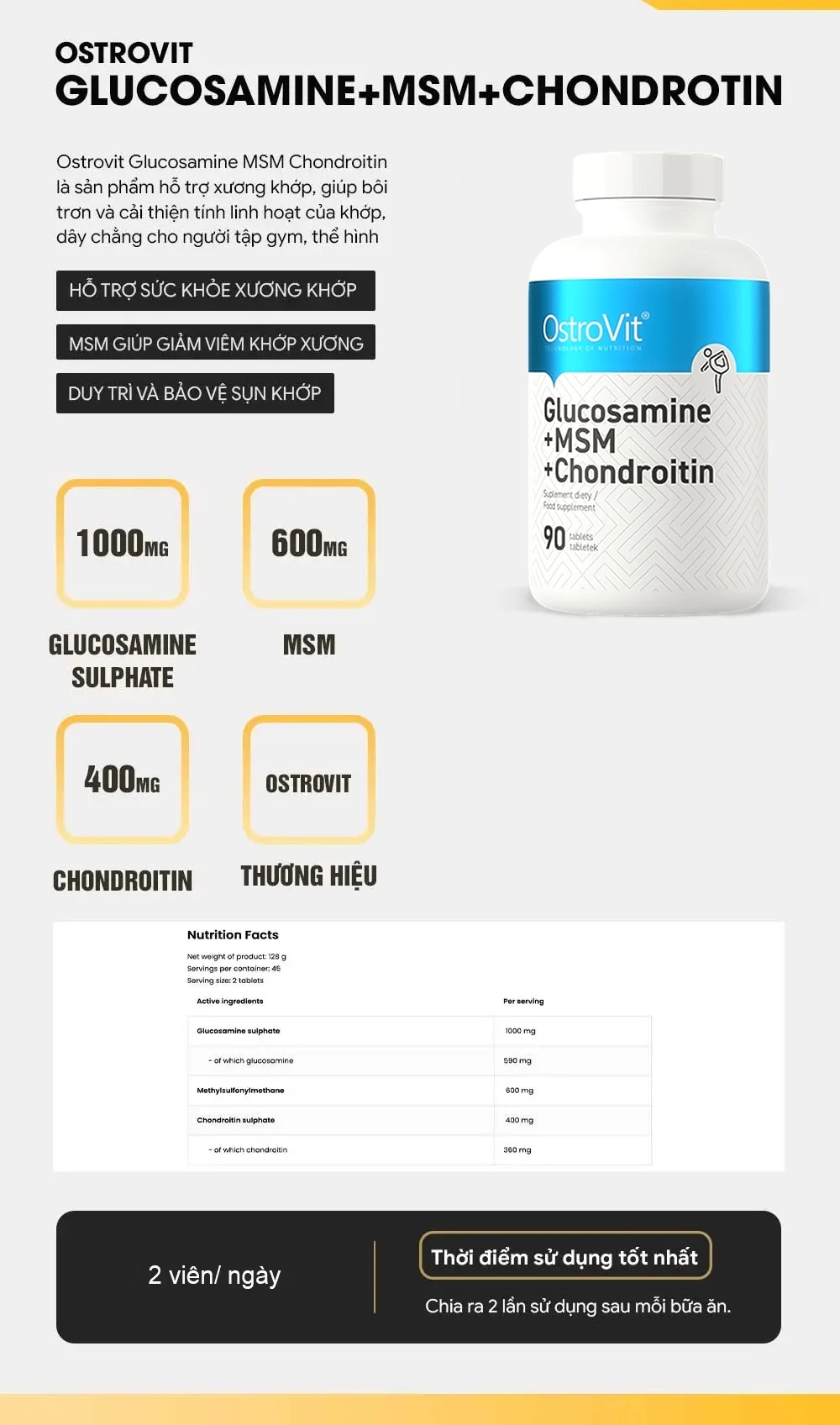 Ostrovit Glucosamine+MSM+Chondrotin (90 viên) 4 fdasfcawf