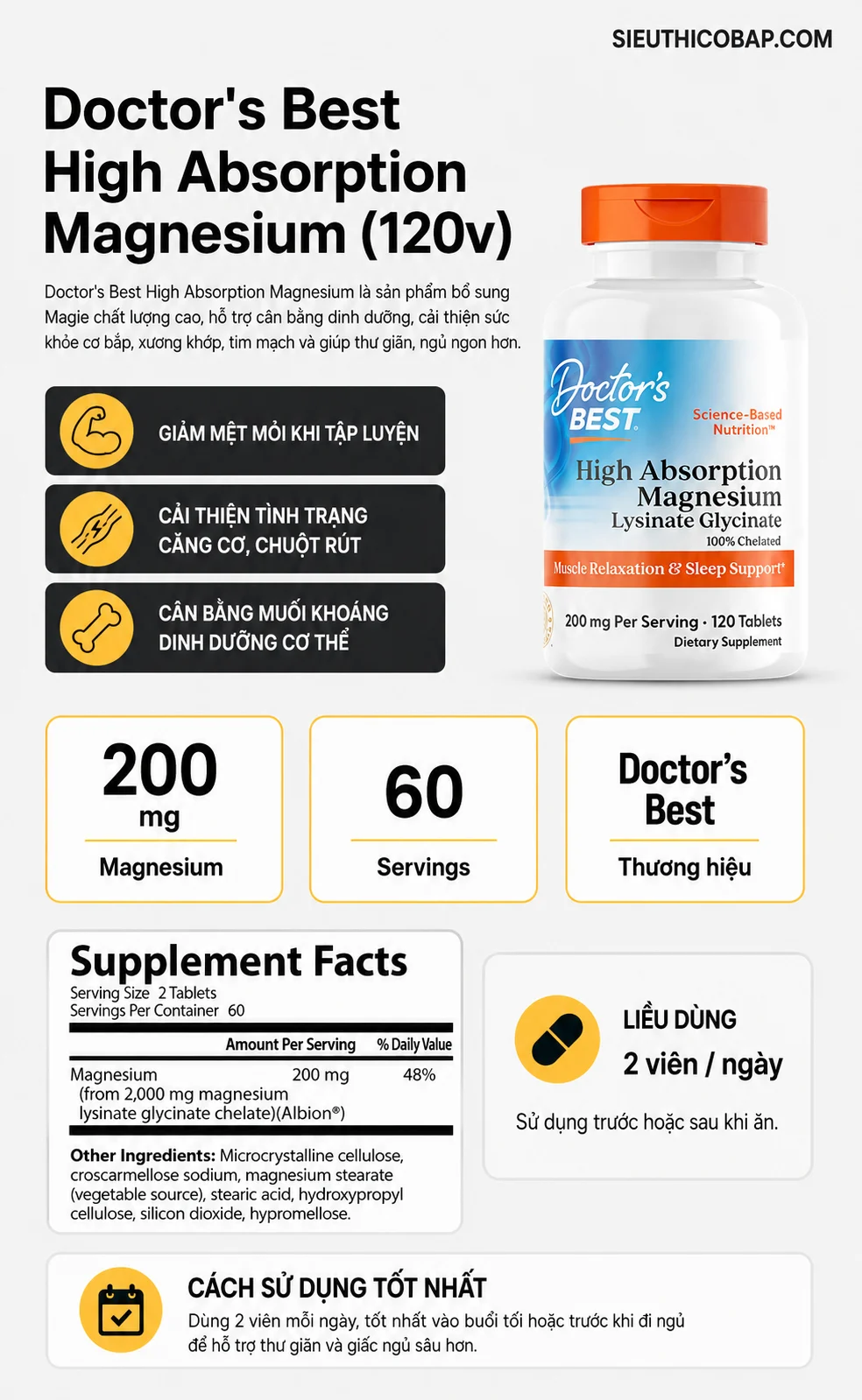 Doctor's Best High Absorption Magnesium (120 viên) 5 2bd59b78 4fc4 4fbe ad41 af475c85810c