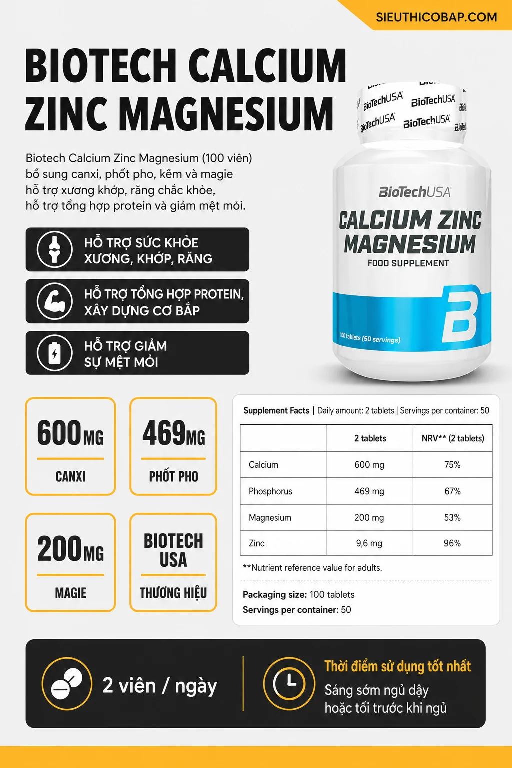Biotech Calcium Zinc Magnesium (100 viên) 7 682b3370 ad65 431b bbd8 25d0cc639be4
