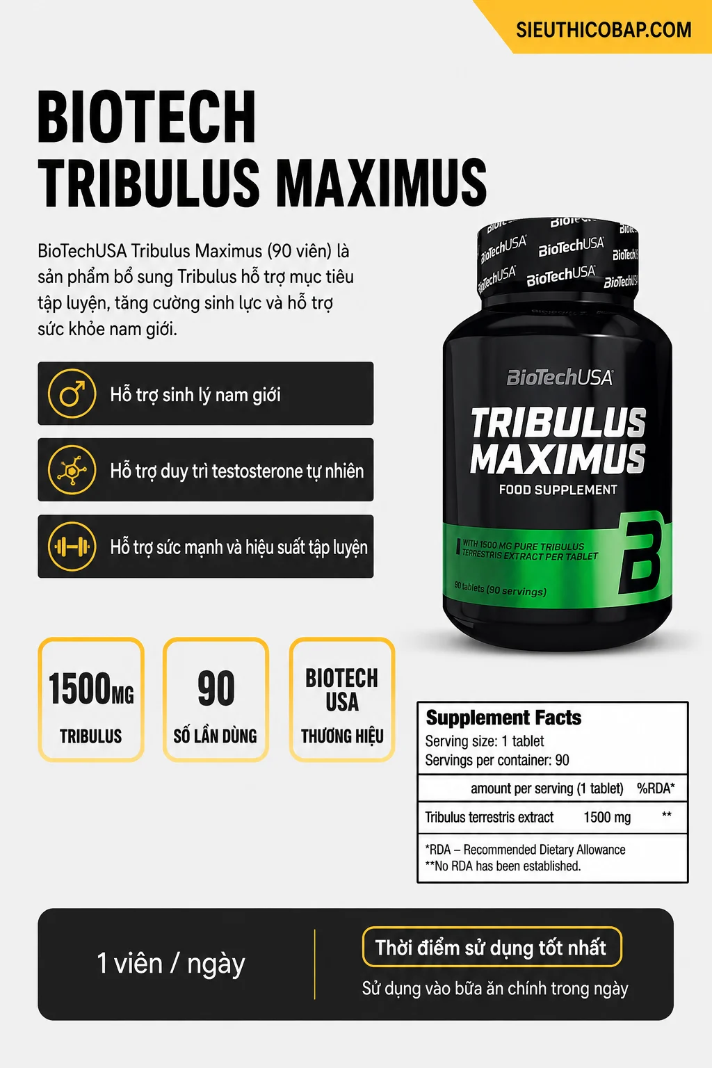 Biotech Tribulus Maximus (90 viên) 6 ae216110 0ac0 4ddb b9a9 fb3bdfbbb416