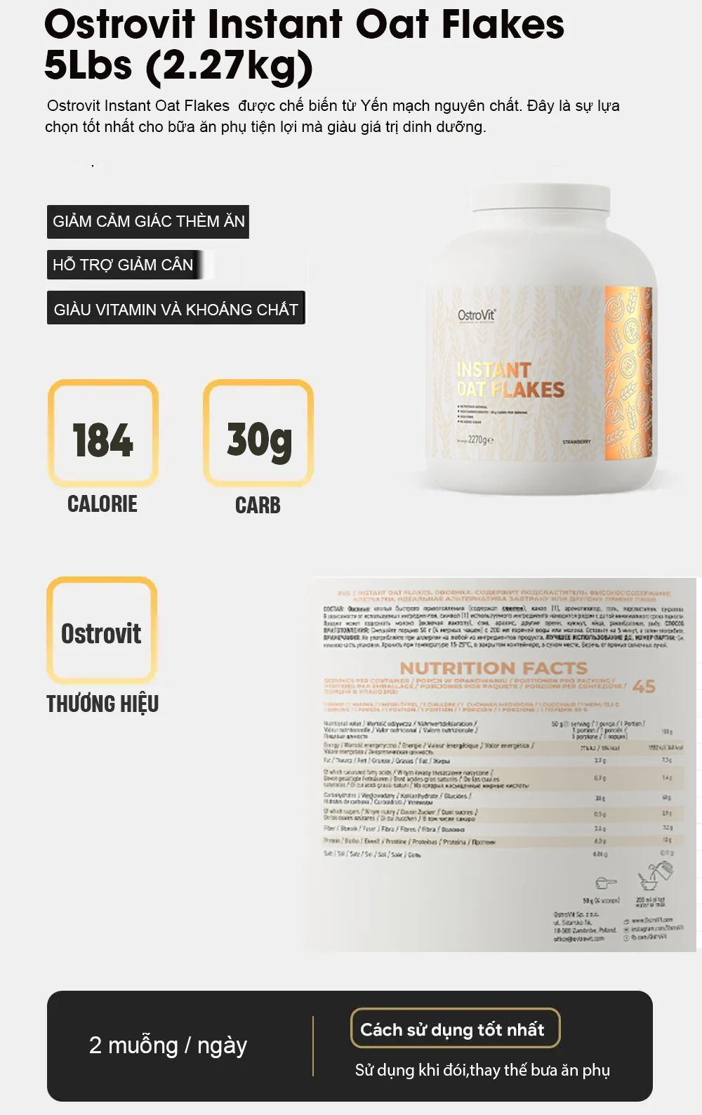 Ostrovit Instant Oat Flakes 5Lbs (2.27kg) 6 fsdfgvwsg