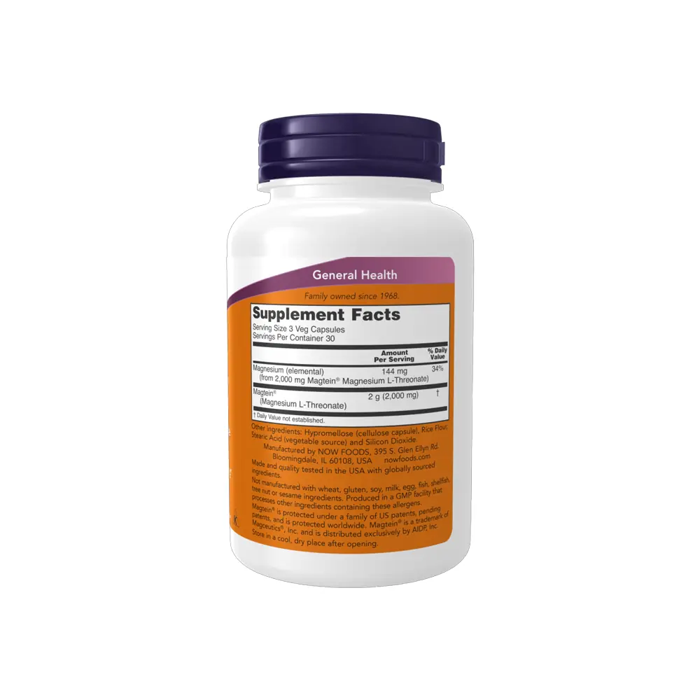 NOW Magtein | Magnesium L-Threonate (90 viên) 5 NOW Magtein | Magnesium L-Threonate (90 viên) - Hình ảnh 3