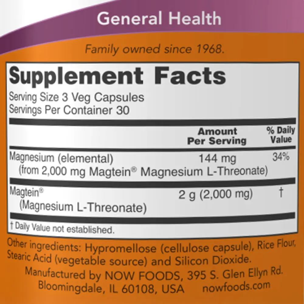NOW Magtein | Magnesium L-Threonate (90 viên) 7 NOW Magtein | Magnesium L-Threonate (90 viên) - Hình ảnh 5