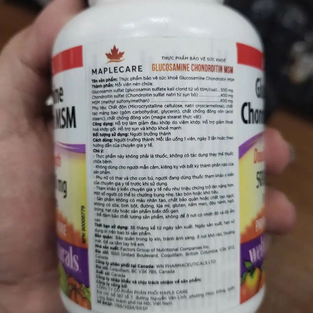Webber Naturals Glucosamine Chondroitin MSM (120 viên) 6 Webber Naturals Glucosamine Chondroitin MSM (120 viên) - Hình ảnh 4