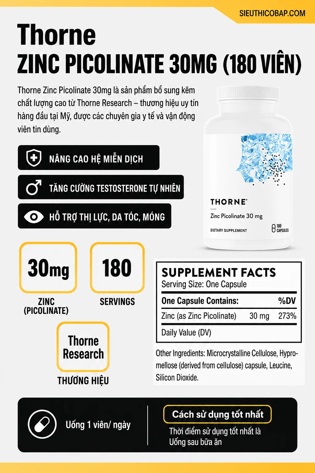 Thorne Zinc Picolinate 30mg (180 viên) 8 7a67fd58 580e 45eb aaa3 78b5c804ac35