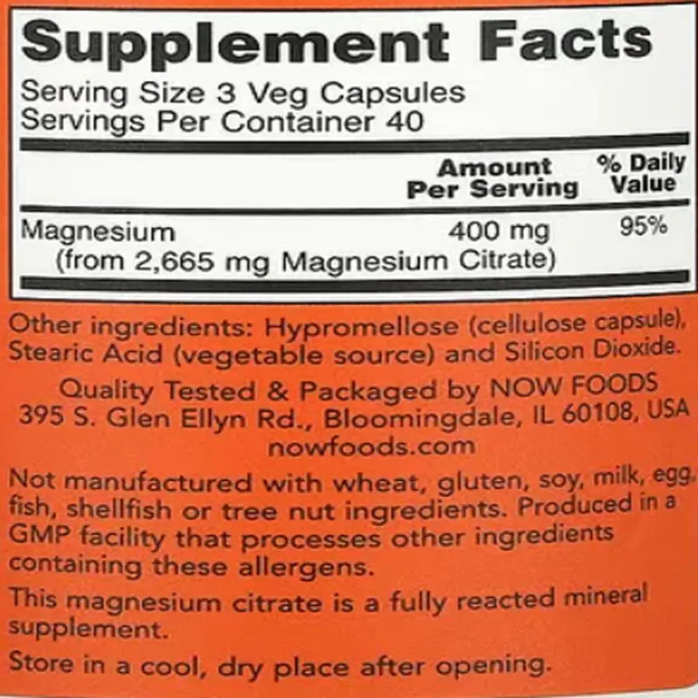 Now Magnesium Citrate (120 viên) 4 Now Magnesium Citrate (120 viên) - Hình ảnh 2