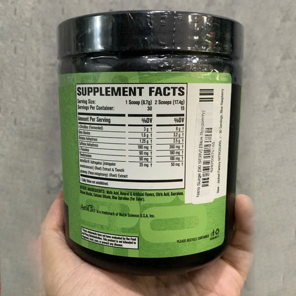 Jacked Factory Nitrosurge Pre-Workout 30 Servings 3 Jacked Factory Nitrosurge Pre-Workout 30 Servings - Hình ảnh 2