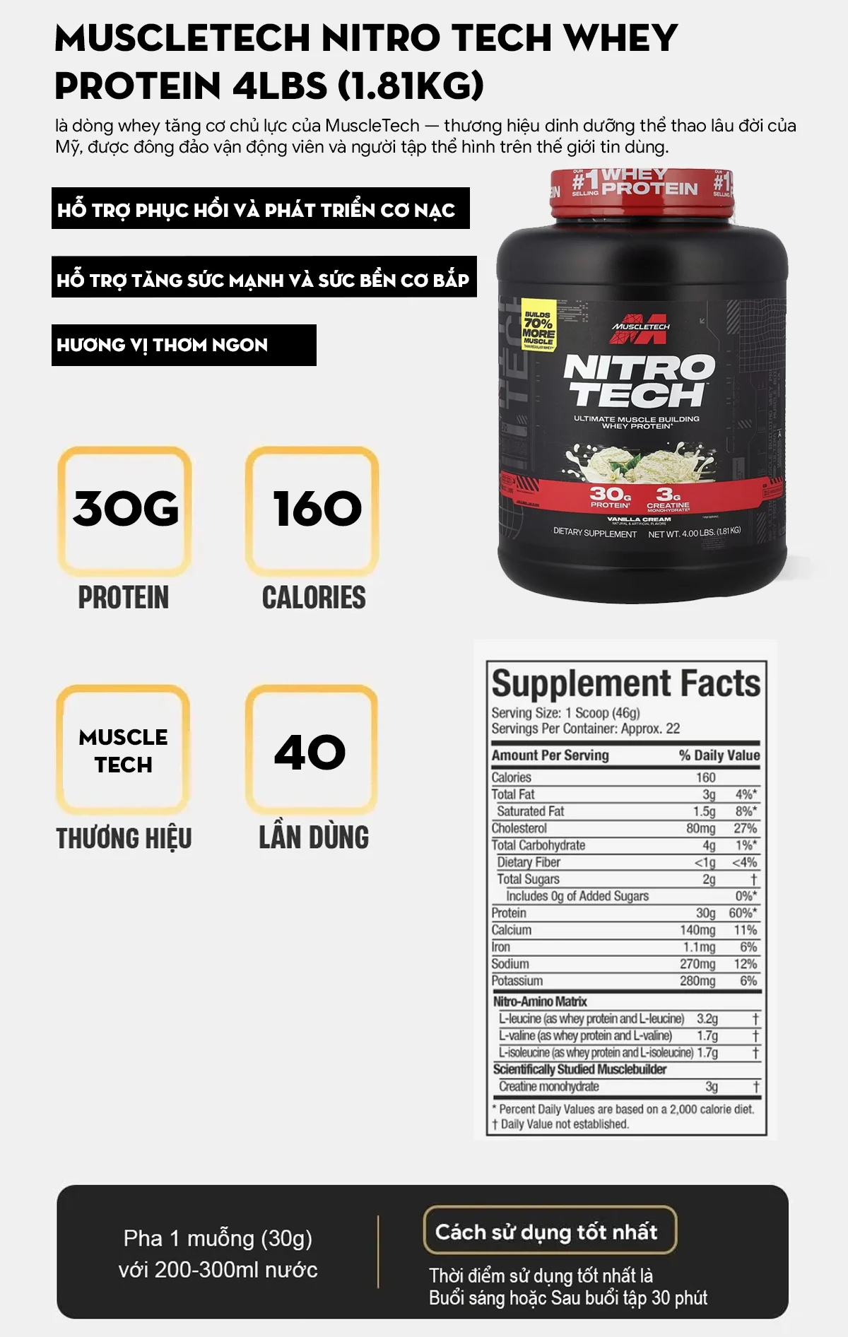 Muscletech Nitro Tech Whey Protein 4Lbs (1.81kg) 8 fsadfad