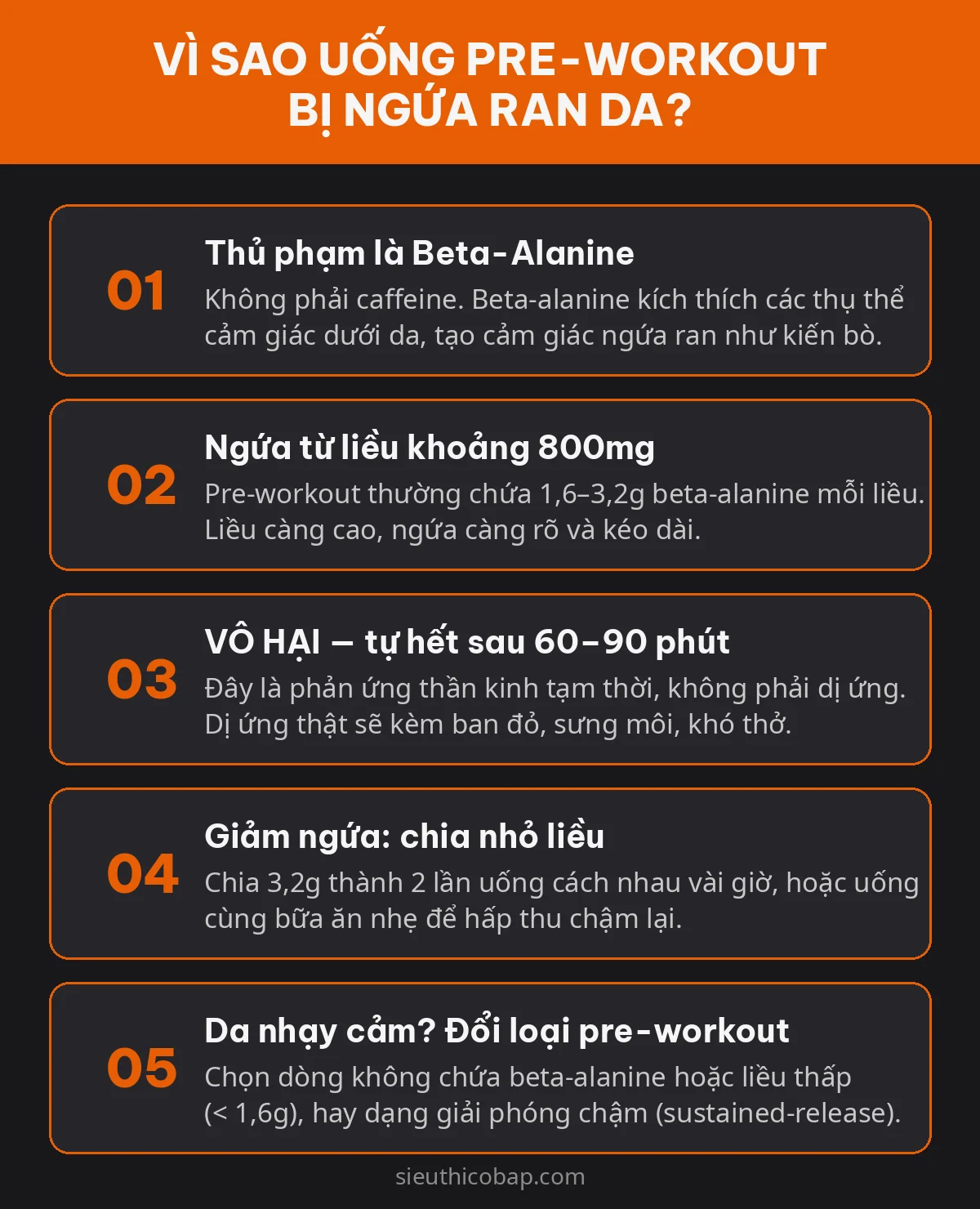 Uống Pre-Workout Bị Ngứa Ran Da Có Sao Không? 13 Infographic: vì sao uống pre-workout bị ngứa ran da và cách xử lý